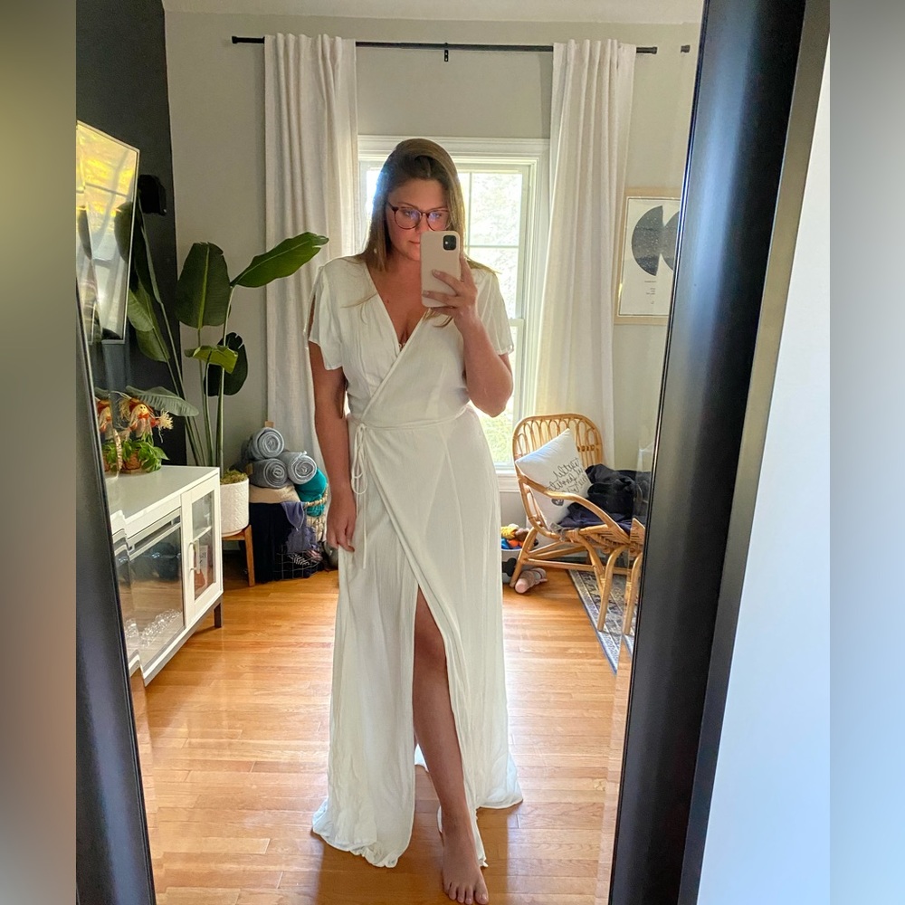 White wrap maxi dress